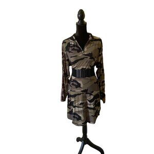Eye Candy Womens 2X Camo Long Sleeve Zip Collar Dress